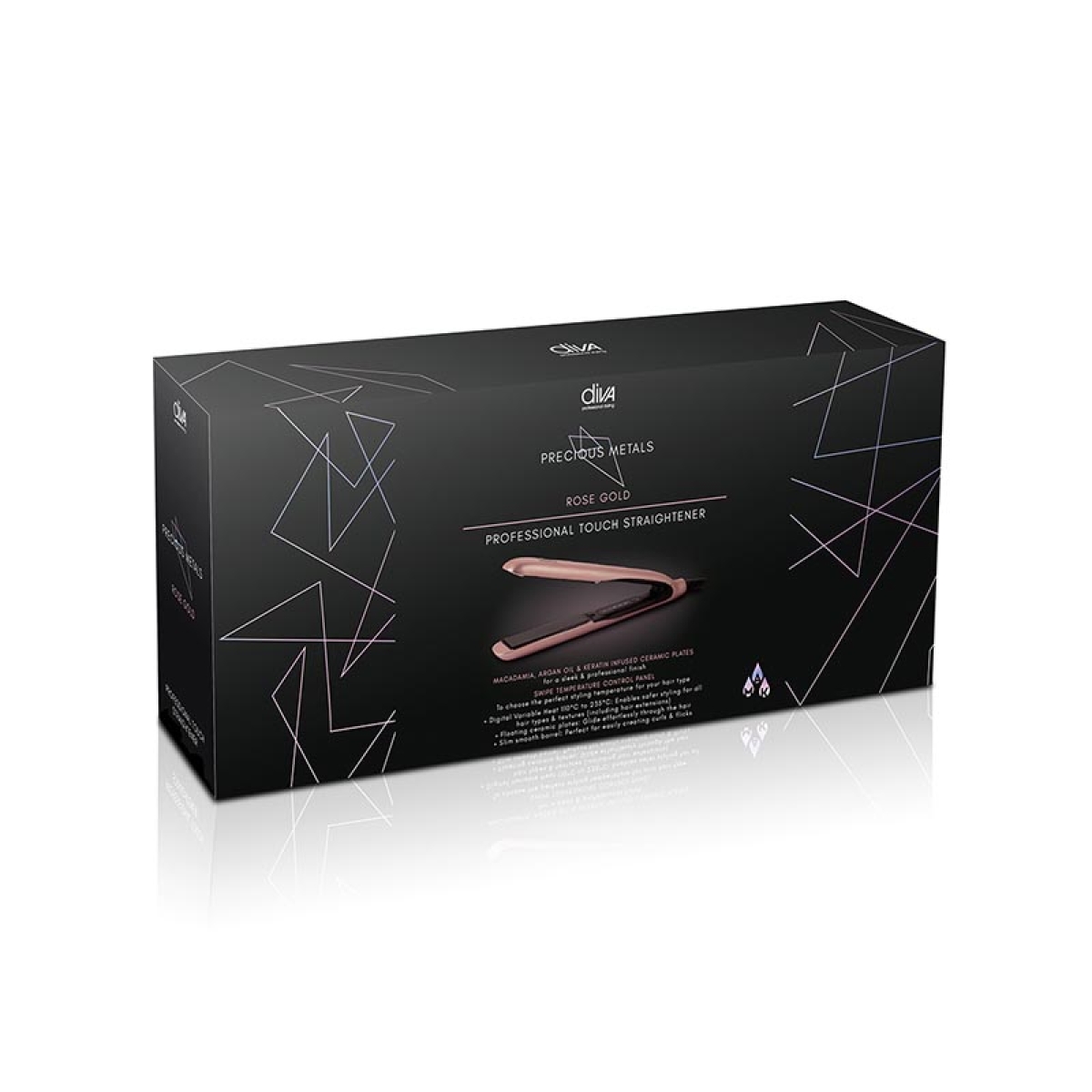Diva Pro Precious Metals Touch Straightener Rose Gold Επαγγελματική Ψηφιακή Πρέσα Ισιώματος Μαλλιών Χρυσή - Image 2