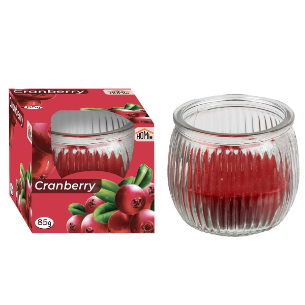 Κερί Wild Cranberry σε Βάζο 21h, 85gr Net, 7x6,5cm Homie 57481 - 1 τμχ