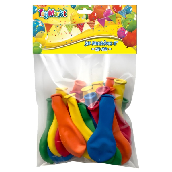 Σετ 30 Μπαλόνια 20cm ToyMarkt 91104 - 1 τμχ
