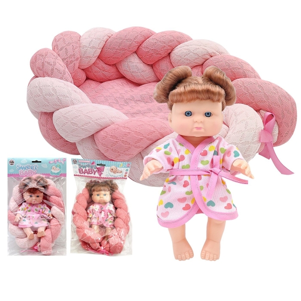 ΚΟΥΚΛΑ 20cm με Κρεβατάκι σε Σακούλα 36x20x7cm ToyMarkt 98256 - 1 τμχ