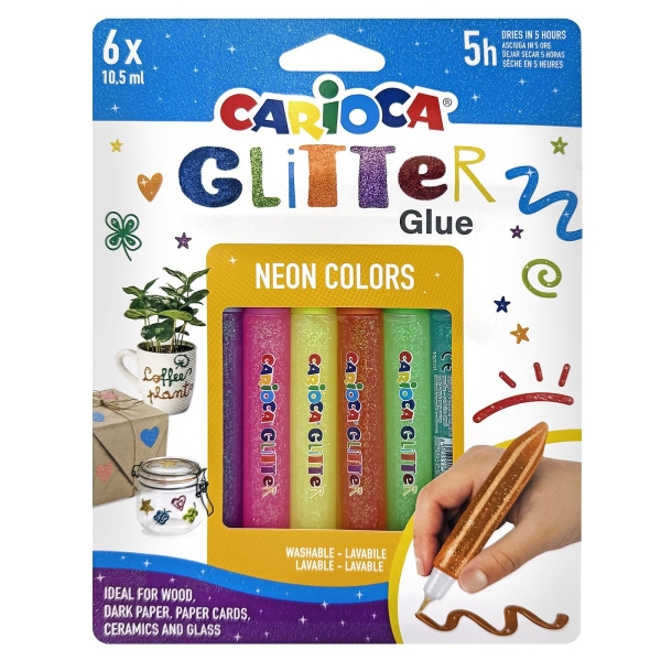 Κόλα Glitter Fluo σετ=6τεμ Carioca 6x10,5ml Carioca 42111 - 1 τμχ