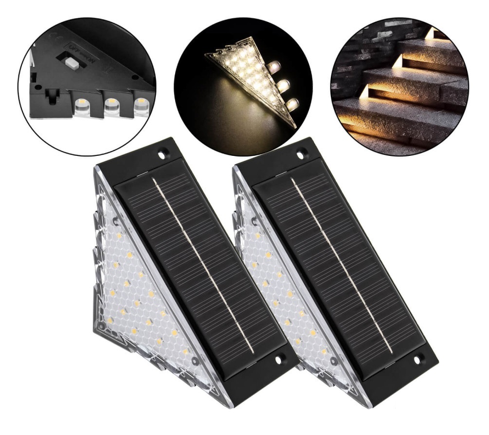Αδιάβροχα Ηλιακά Φωτιστικά Σκάλας Led 22 Smd Θερμό Λευκό 3000K Ip65 – Σετ 2 Τεμαχίων