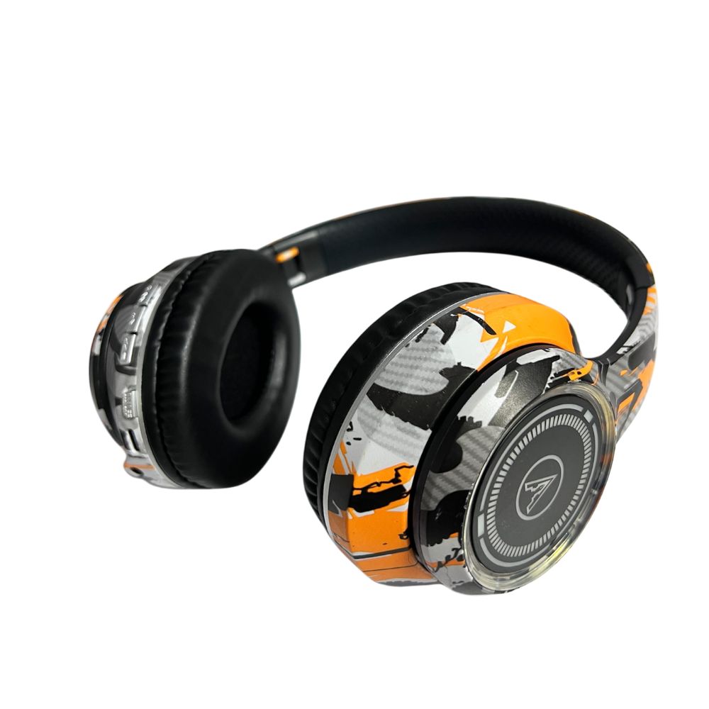 Ασύρματα Gaming Over Ear Ακουστικά Bluetooth Με Led Φωτισμό Graffiti - Πορτοκαλι