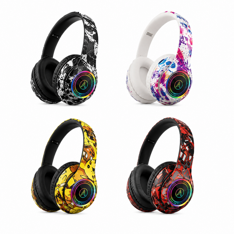 Ασύρματα Gaming Over Ear Ακουστικά Bluetooth με LED Φωτισμό Graffiti A8