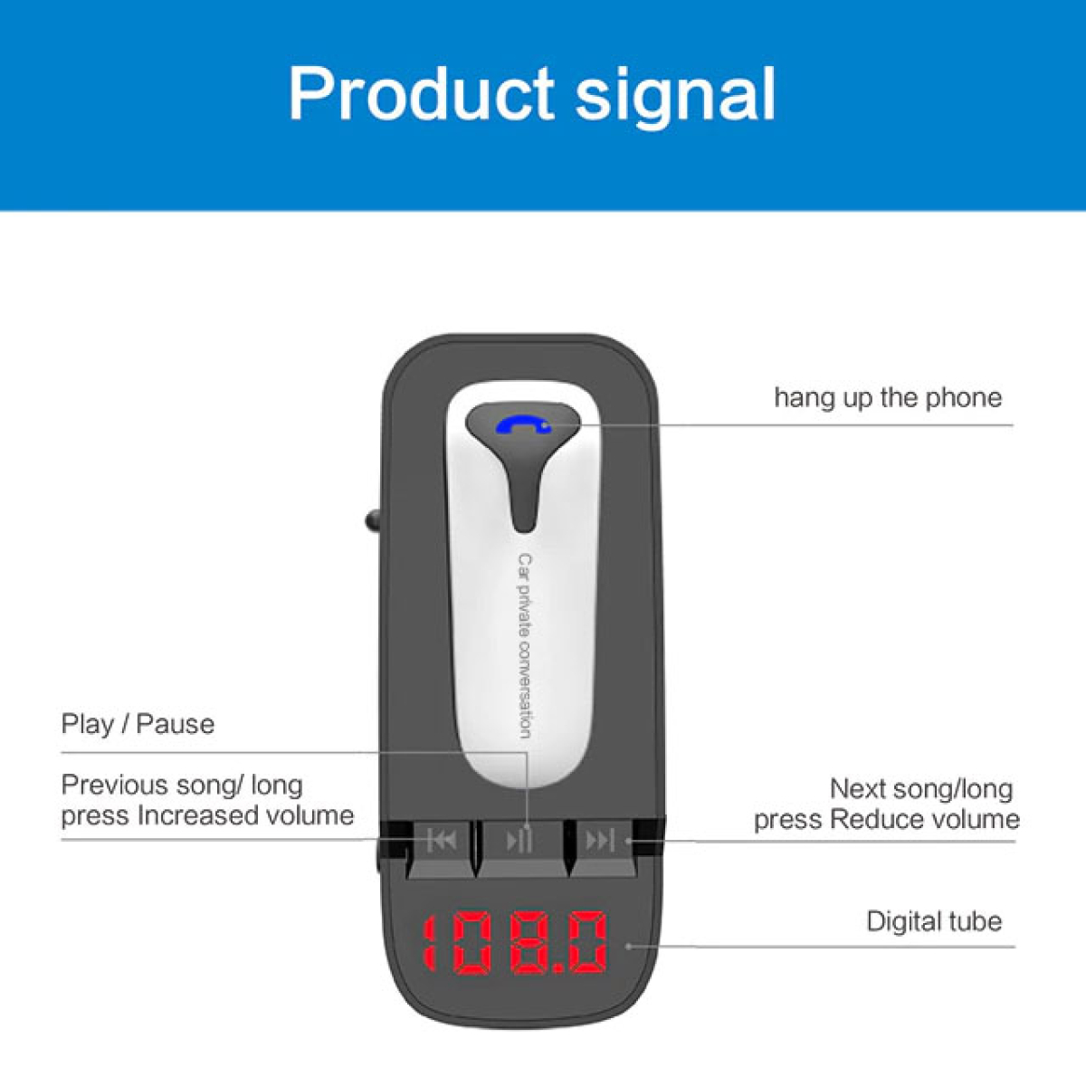 Ασύρματο FM Transmitter Car MP3 Player Με Ακουστικό Bluetooth Μαύρο ER9 - Image 6