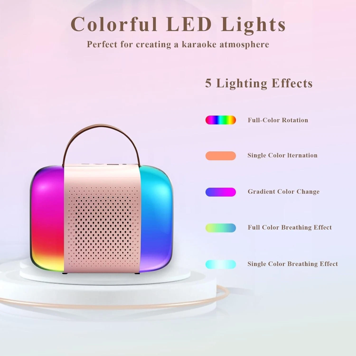 Aσύρματο Φορητό Ηχείο Karaoke Bluetooth Με Μικρόφωνο & RGB LED Φωτισμό K5 - Image 4