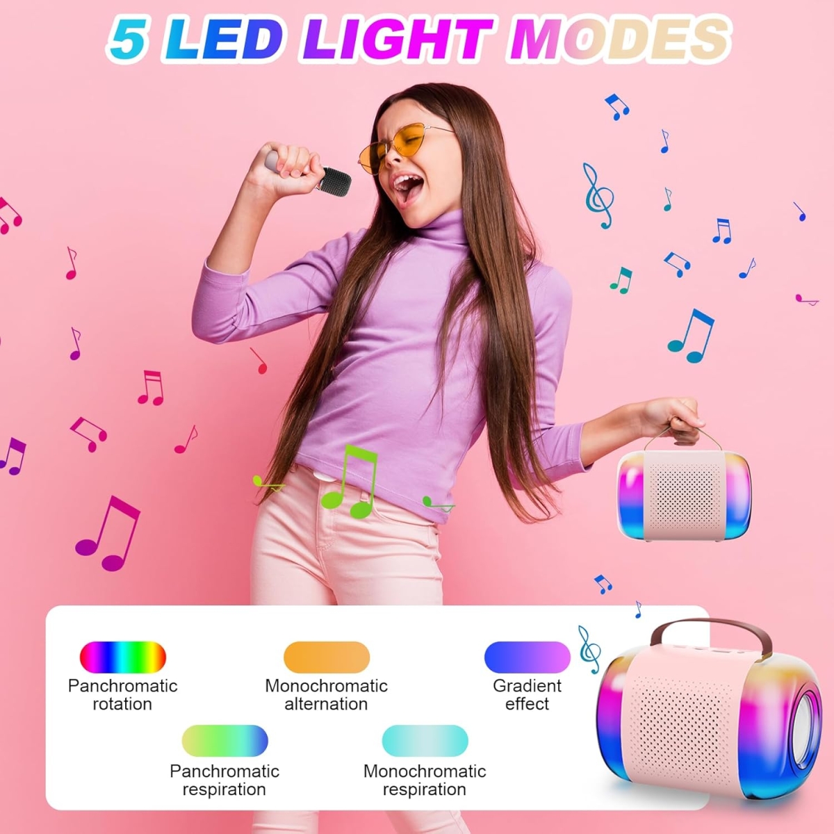 Aσύρματο Φορητό Ηχείο Karaoke Bluetooth Με Μικρόφωνο & RGB LED Φωτισμό K5 - Image 7