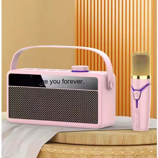 Ασύρματο Ηχείο Karaoke Με Ασύρματο Μικρόφωνο &Amp; Led Οθόνη Bt-K25 - Ροζ