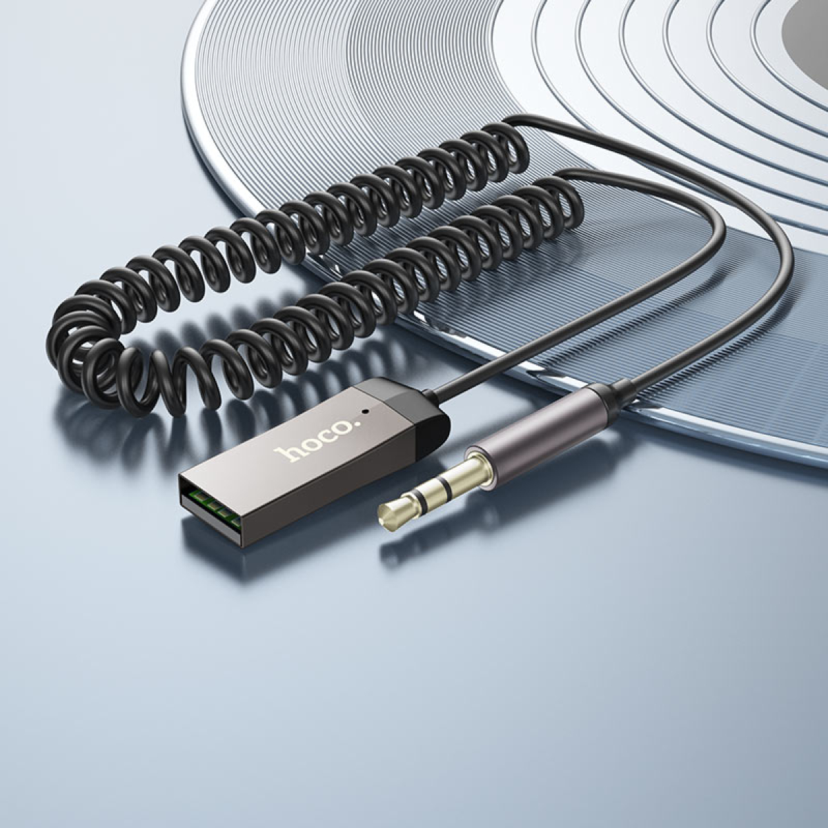Bluetooth Audio Receiver V5.3 USB & 3.5mm Με Ενσωματωμένο Μικρόφωνο Και Καλώδιο Σπιράλ 120cm Hoco E78 Benefit - Image 6