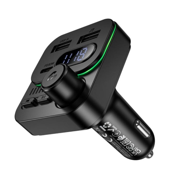 Borofone BC61 FM Transmitter Αυτοκινήτου με Bluetooth, USB & Type-C – Ταχεία Φόρτιση PD 45W