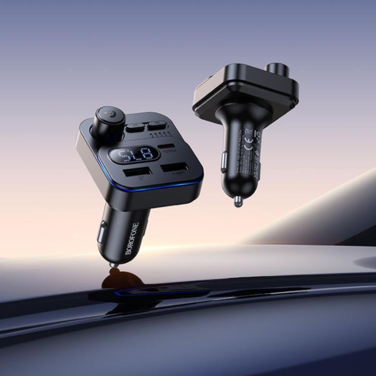 Borofone BC61 FM Transmitter Αυτοκινήτου με Bluetooth, USB & Type-C – Ταχεία Φόρτιση PD 45W