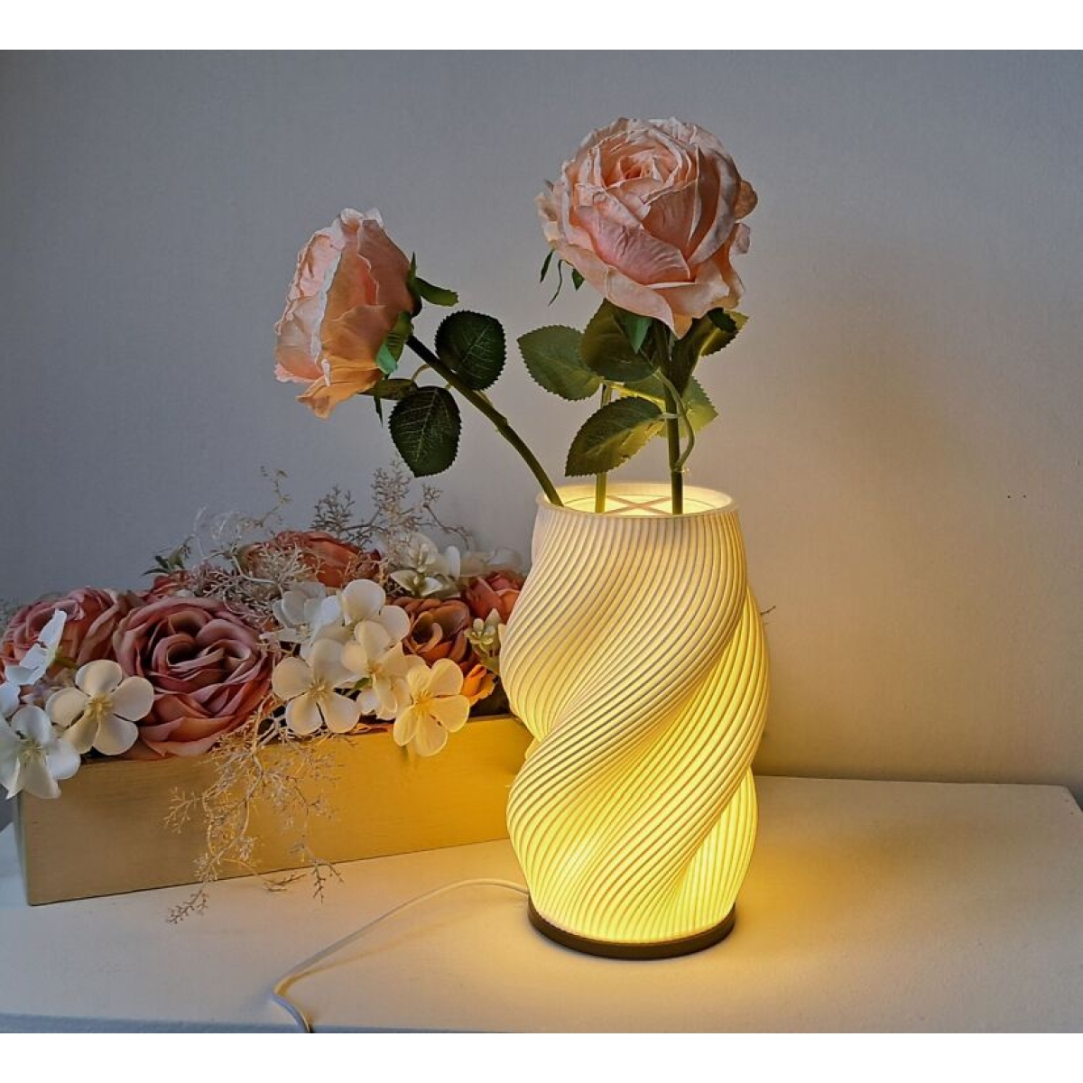 Διακοσμητικό Φωτιστικό Βάζο Floral Lights Με LED Φωτισμό - Image 2