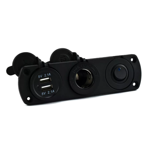 Διπλό USB Φόρτισης Συσκευών 5V & Υποδοχή Αναπτήρα με Διακόπτη Λειτουργίας για Αυτοκίνητα, Σκάφη