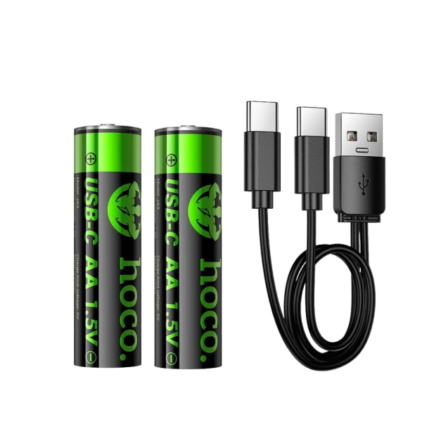 Επαναφορτιζόμενες Μπαταρίες Λιθίου Hoco JA3 AA 1,5V USB-C 2 Τεμάχια