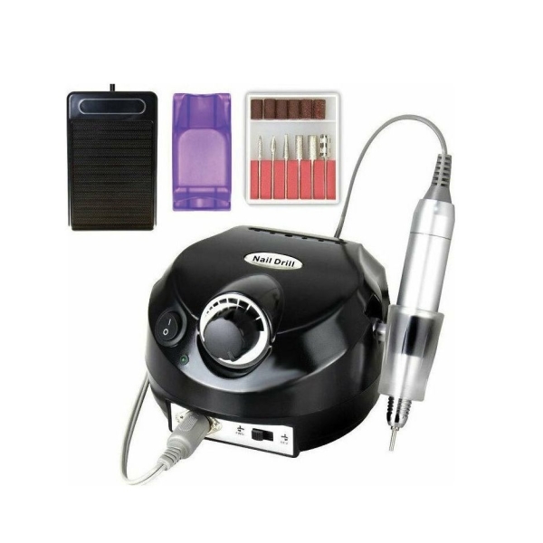 Επαγγελματικός Τροχός Νυχιών 30W 35000rpm Με Πεντάλ Και Σετ Φρεζών Μαύρος