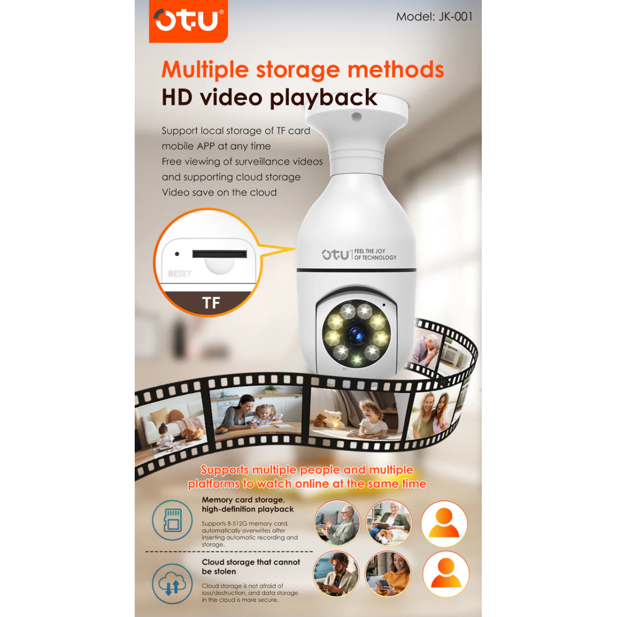 Έξυπνη Εσωτερική Κάμερα Ασφαλείας Πανοραμική 360° Με Ανίχνευση Και Αμφίδρομο Ήχο OTU JK-001 - Image 6