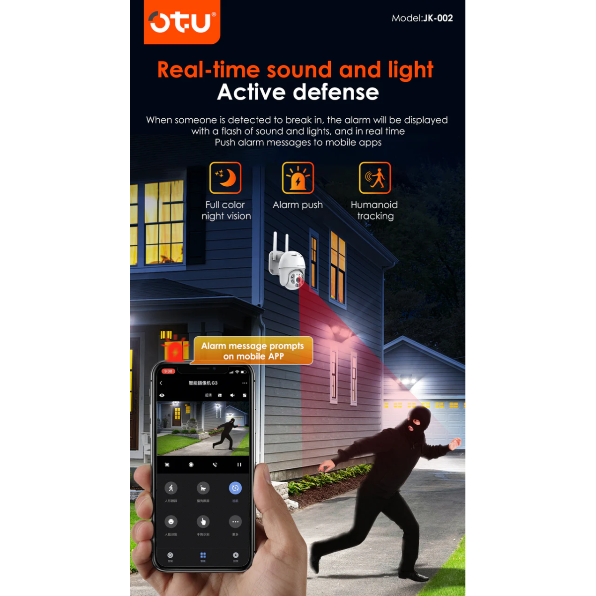 Έξυπνη Κάμερα Ασφαλείας WiFi Πανοραμική 360° Με Παρακολούθηση Και Αμφίδρομη Ομιλία OTU JK-002 - Image 5