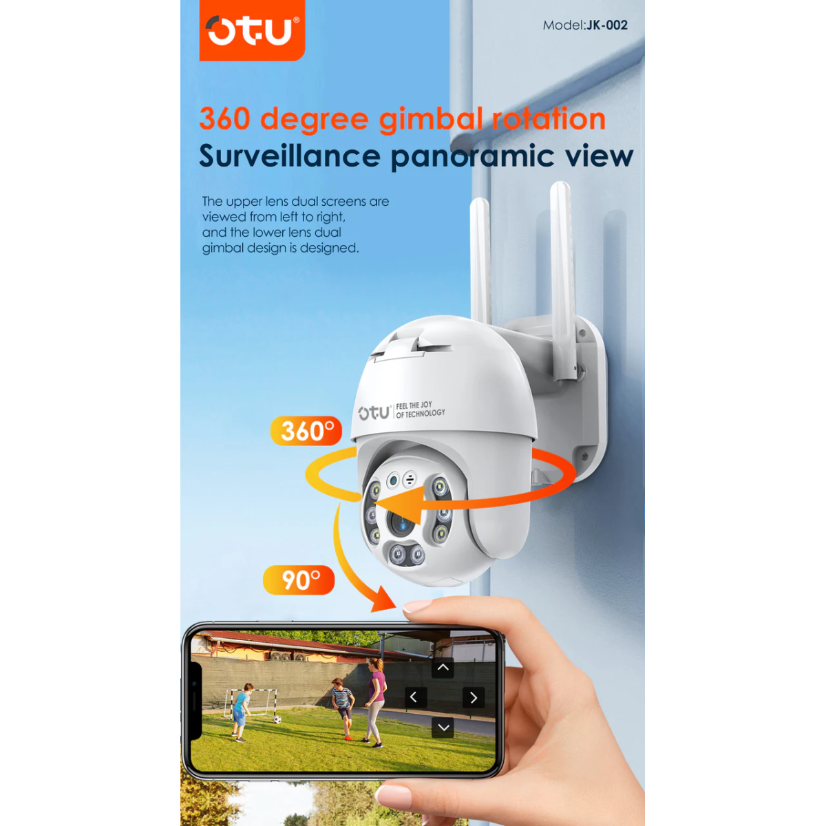 Έξυπνη Κάμερα Ασφαλείας WiFi Πανοραμική 360° Με Παρακολούθηση Και Αμφίδρομη Ομιλία OTU JK-002 - Image 6