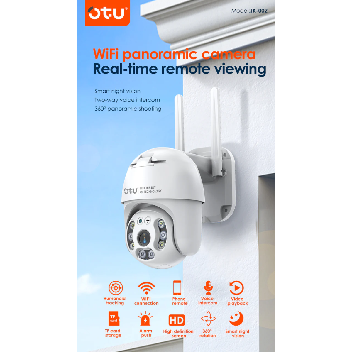 Έξυπνη Κάμερα Ασφαλείας WiFi Πανοραμική 360° Με Παρακολούθηση Και Αμφίδρομη Ομιλία OTU JK-002 - Image 7