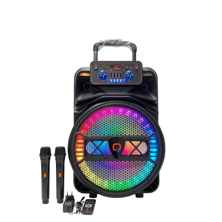 Φορητό Ηχείο 30W με RGB LED, Καραόκε Bluetooth, 2 Μικρόφωνα & Τηλεχειριστήριο QL – 1501