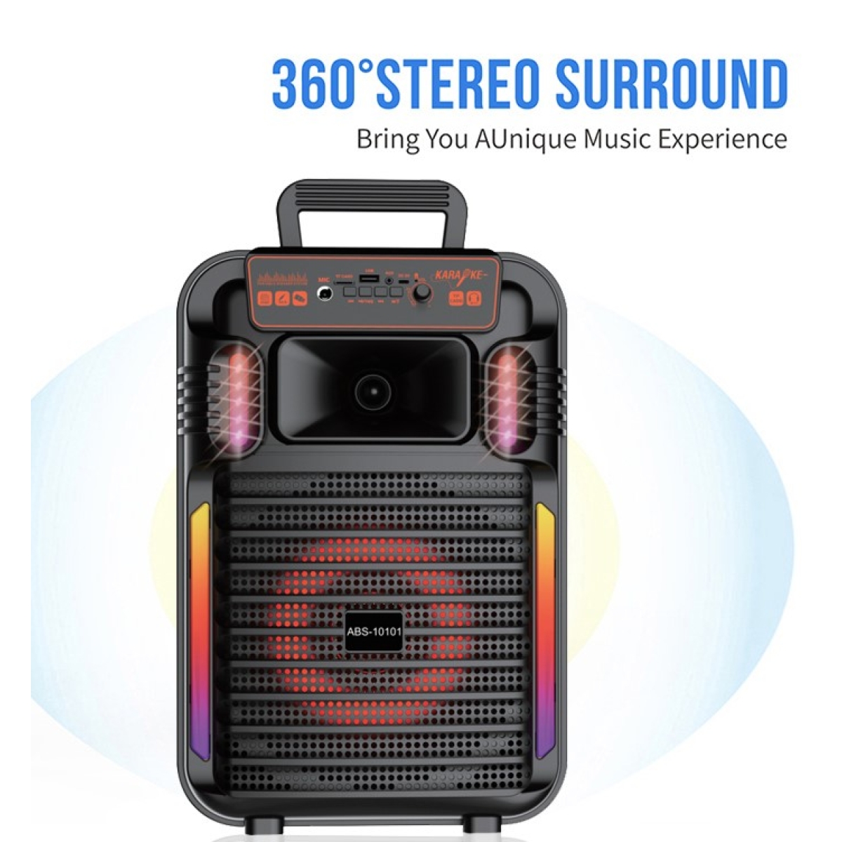 Φορητό Ηχείο Bluetooth 10" Με RGB Φωτισμό & Ασύρματο Μικρόφωνο ABS-10101 - Image 2