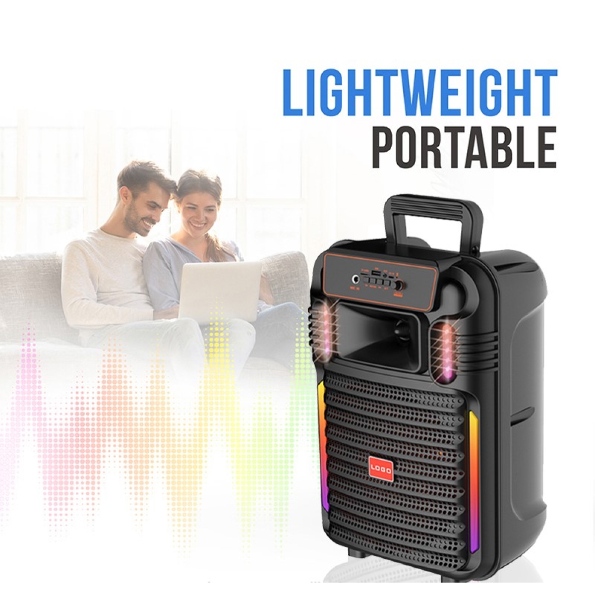 Φορητό Ηχείο Bluetooth 10" Με RGB Φωτισμό & Ασύρματο Μικρόφωνο ABS-10101 - Image 5