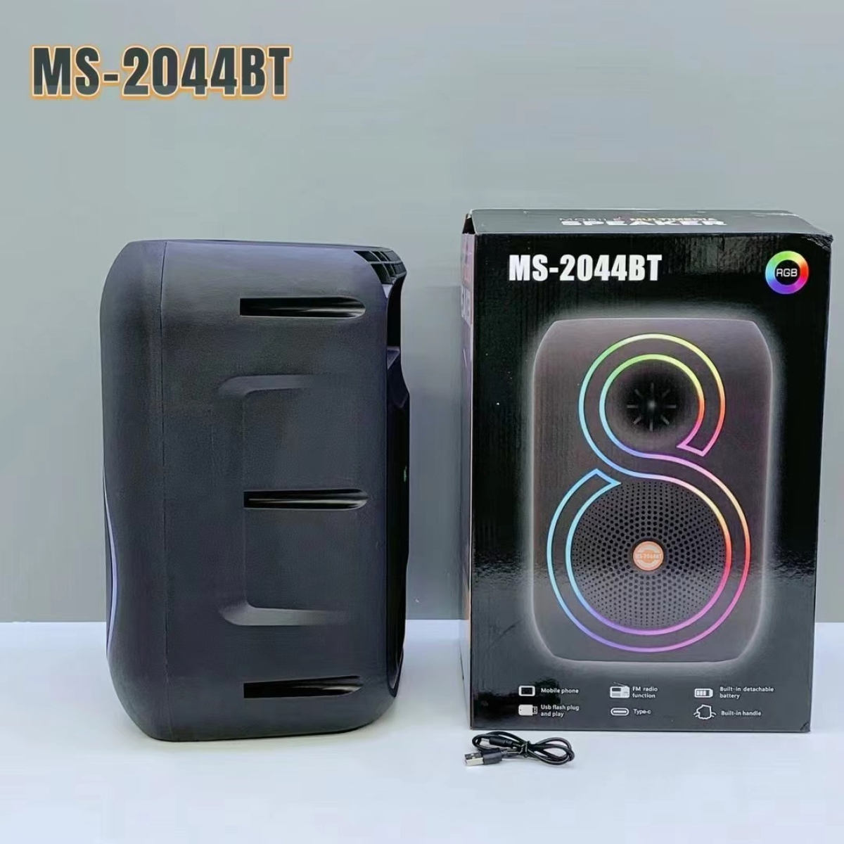 Φορητό Ηχείο Bluetooth 8” Με Μικρόφωνο Και RGB Φωτισμό MS-2044BT - Image 4