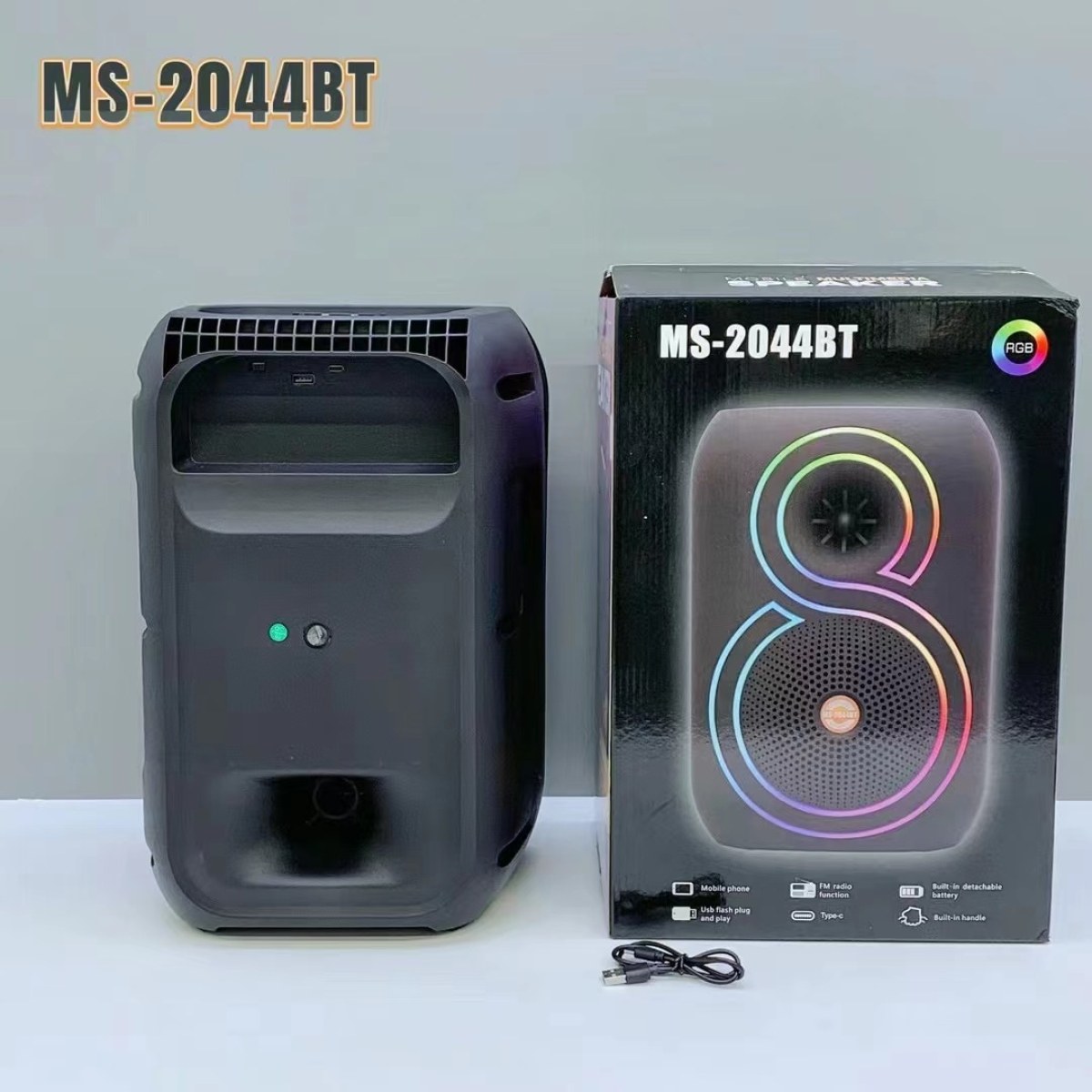 Φορητό Ηχείο Bluetooth 8” Με Μικρόφωνο Και RGB Φωτισμό MS-2044BT - Image 6