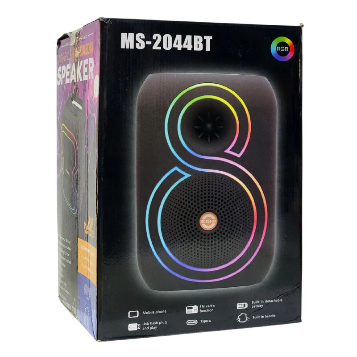Φορητό Ηχείο Bluetooth 8” Με Μικρόφωνο Και RGB Φωτισμό MS-2045BT - Image 3