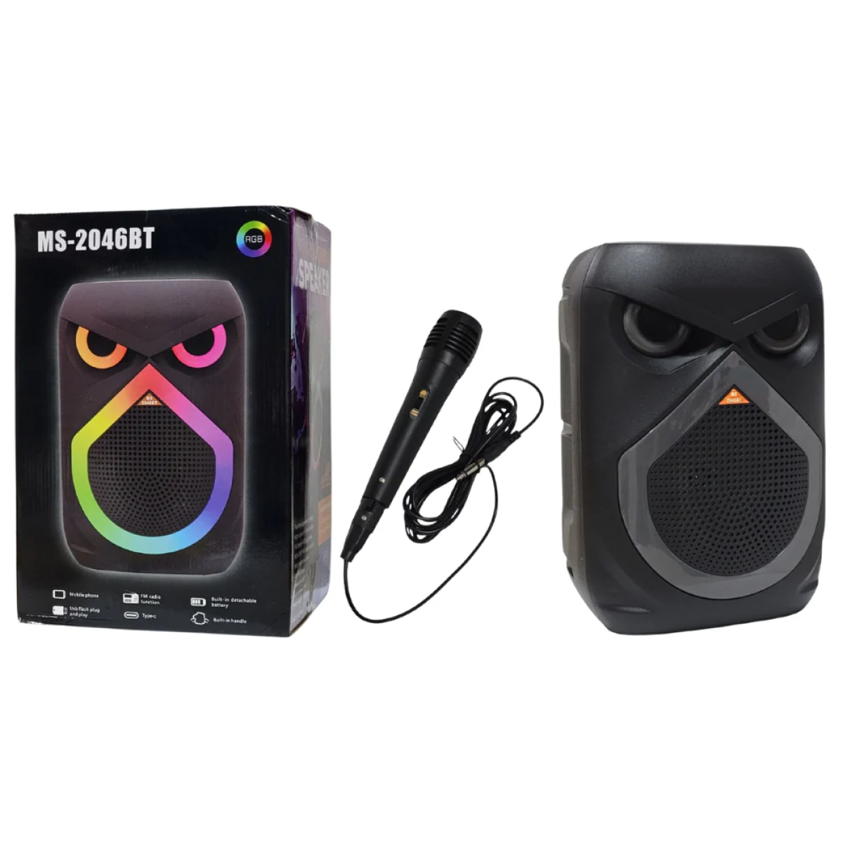 Φορητό Ηχείο Bluetooth 8” Με Μικρόφωνο Και RGB Φωτισμό MS-2046BT - Image 6