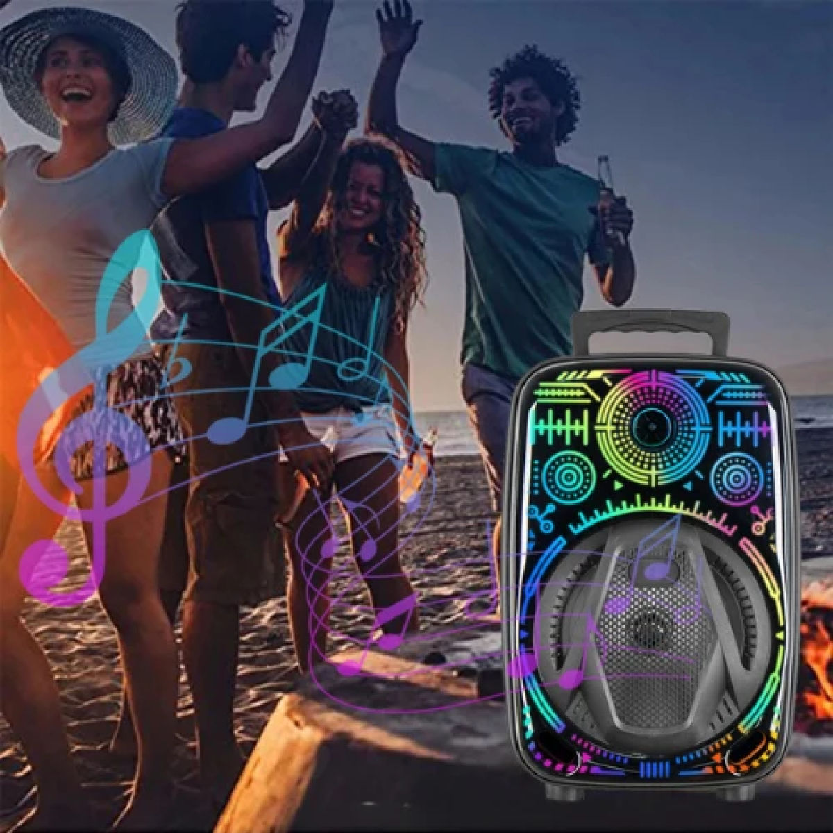 Φορητό Ηχείο Bluetooth 8" Με RGB Φωτισμό & Μικρόφωνο CH-880 - Image 2