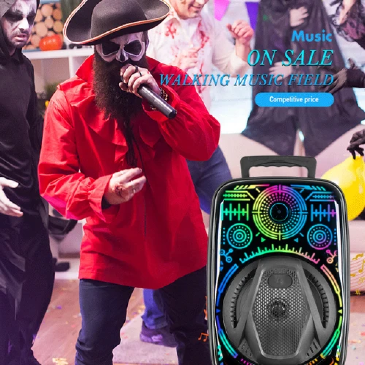 Φορητό Ηχείο Bluetooth 8" Με RGB Φωτισμό & Μικρόφωνο CH-880 - Image 4