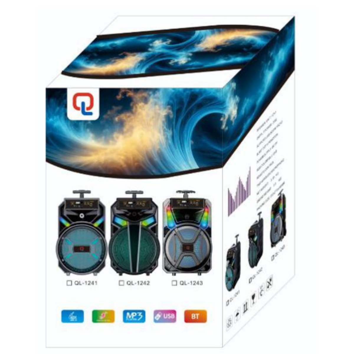 Φορητό Ηχείο Karaoke Bluetooth Με 2 Ασύρματα Μικρόφωνα Και Πτυσσόμενη Λαβή QL-1241