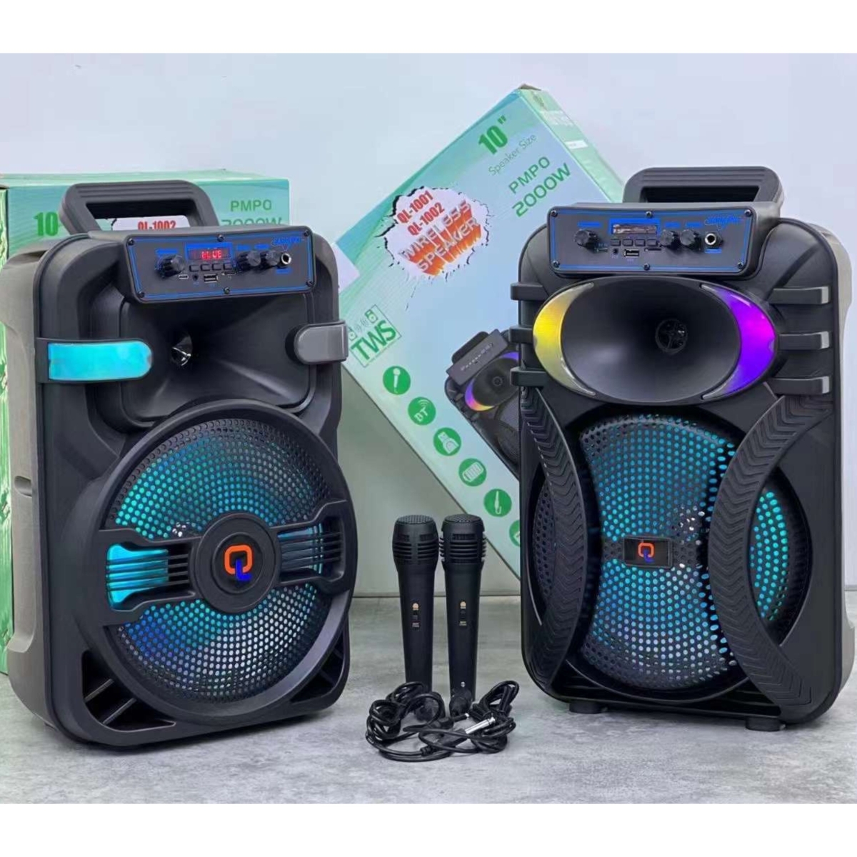 Φορητό Ηχείο Karaoke Trolley Bluetooth 10ʺ Με Μικρόφωνο, Tηλεχειριστήριο & LED Φωτισμό QL-1002 - Image 2