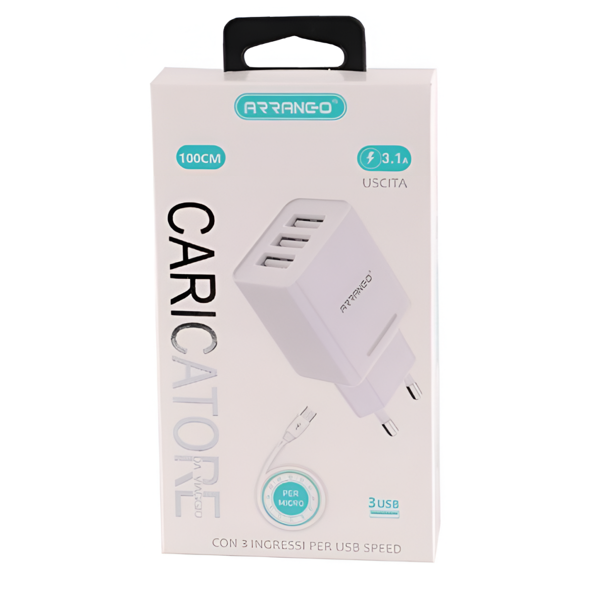 Φορτιστής Με 3 Θύρες USB & Καλώδιο Micro USB 3.1A Arrango AC79811 - Image 2