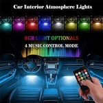 Φώτα Led Εσωτερικού Χώρου Αυτοκινήτου RGB LED με USB - Σετ 4 τμχ Φωτορυθμικό, SDS-28646