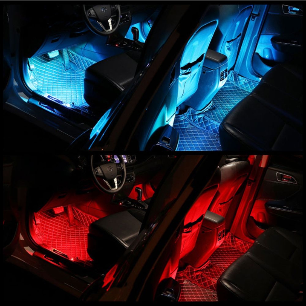 Φώτα Led Εσωτερικού Χώρου Αυτοκινήτου RGB LED με USB - Σετ 4 τμχ Φωτορυθμικό, SDS-28646