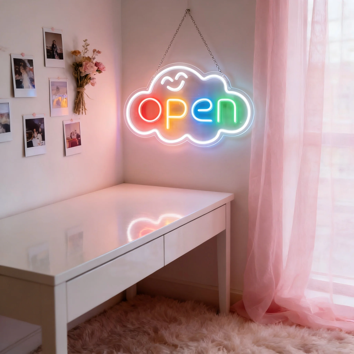 Φωτεινή Πινακίδα LED Neon OPEN Με Πολύχρωμο Σχέδιο Και USB Τροφοδοσία - Image 5