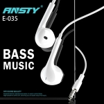 Handsfree Ακουστικά Extra Bass ANSTY E-035 In-ear με Βύσμα 3.5mm & Μικρόφωνο – Λευκό