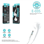 Handsfree Ακουστικά Extra Bass ANSTY E-035 In-ear με Βύσμα 3.5mm & Μικρόφωνο – Λευκό