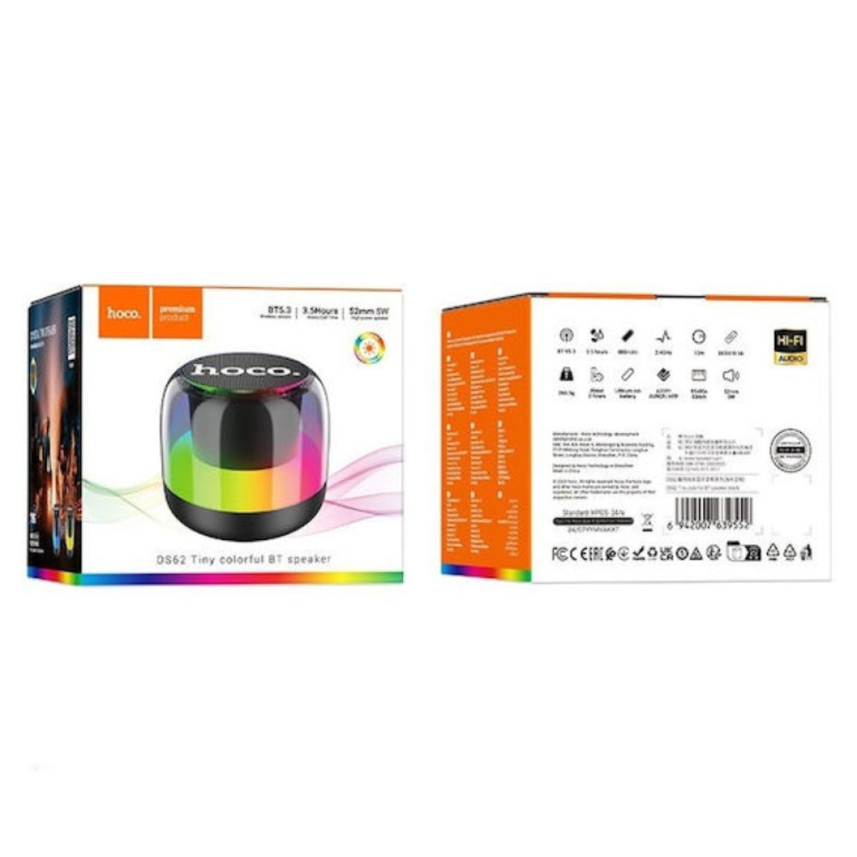 Hoco DS62 Tiny Bluetooth Speaker 5W Πολύχρωμο Μαύρο