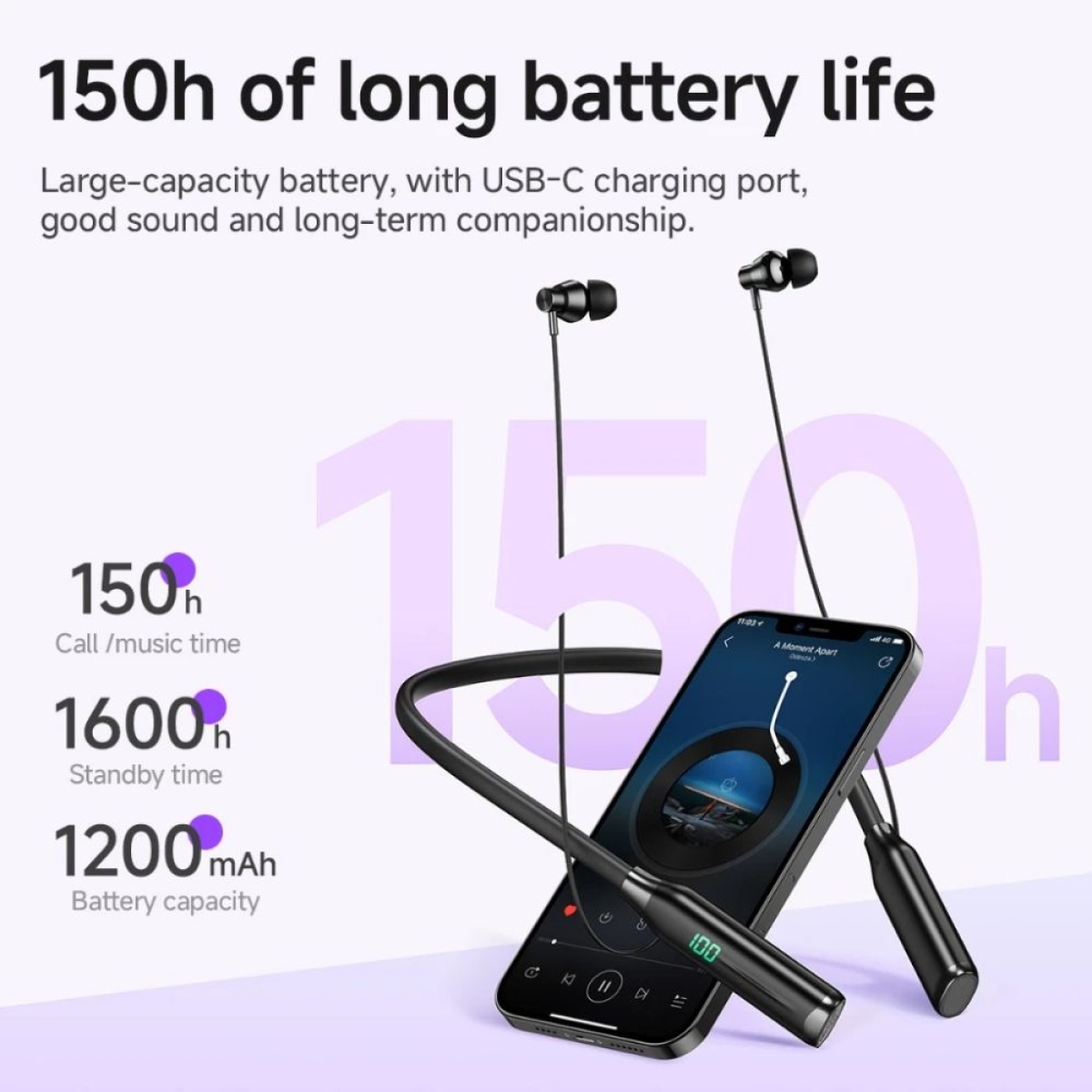 Hoco ES62 Plus Neckband Μαγνητικά Ακουστικά Λαιμού με Μικρόφωνο, 150h Αυτονομία & TF Card