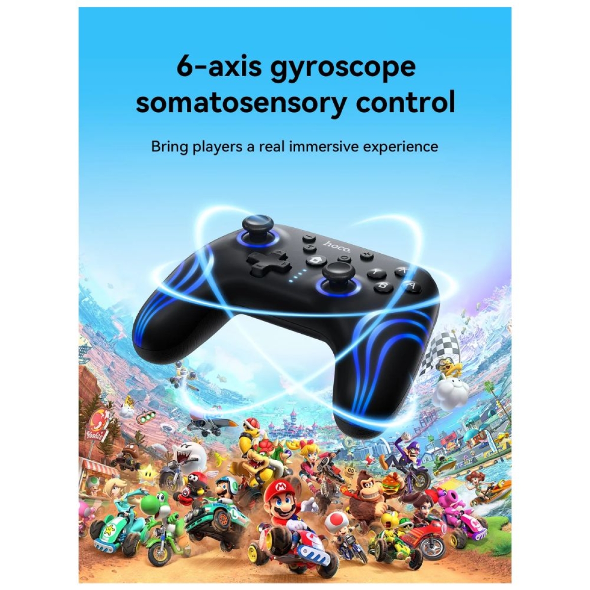 Hoco GA2 - Ασύρματο Gaming Controller για Nintendo Switch 1 / 2 και PC σε Μαύρο Χρώμα