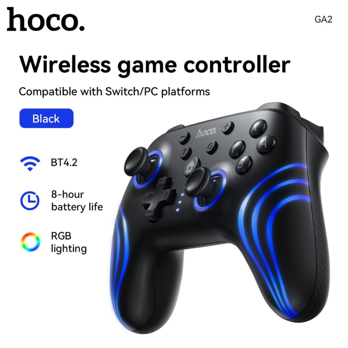 Hoco GA2 - Ασύρματο Gaming Controller για Nintendo Switch 1 / 2 και PC σε Μαύρο Χρώμα