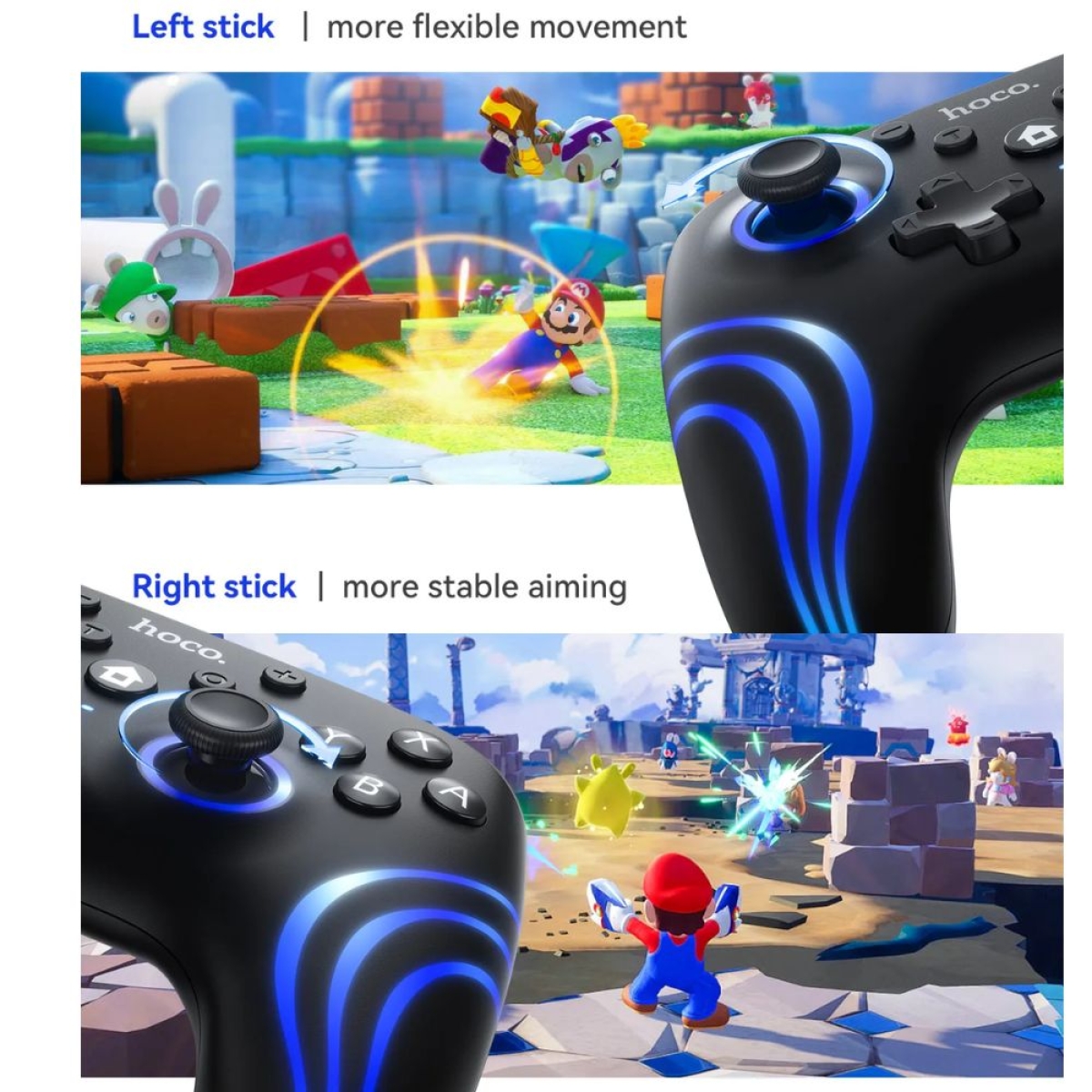 Hoco GA2 - Ασύρματο Gaming Controller για Nintendo Switch 1 / 2 και PC σε Μαύρο Χρώμα