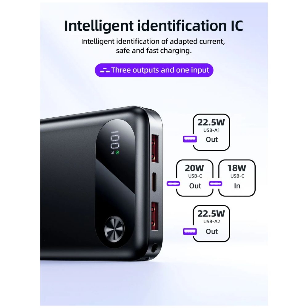 Hoco J154 Victorious Power Bank 10000mAh 22.5W με 2 Θύρες USB-A και Θύρα USB-C Power Delivery