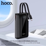 Hoco J162A Power Bank 20000 mAh με Ενσωματωμένα Καλώδια PD 20W QC3.0 22.5W - Μαύρο