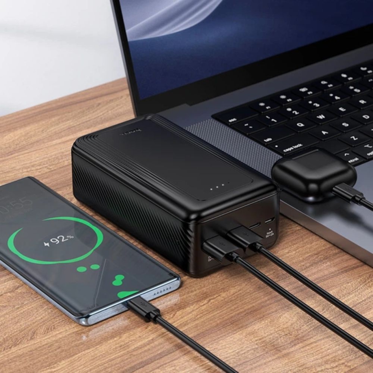 Hoco J165B Power Bank 30000mAh με 2 Θύρες USB-A και 2 Θύρες USB-C Μαύρο