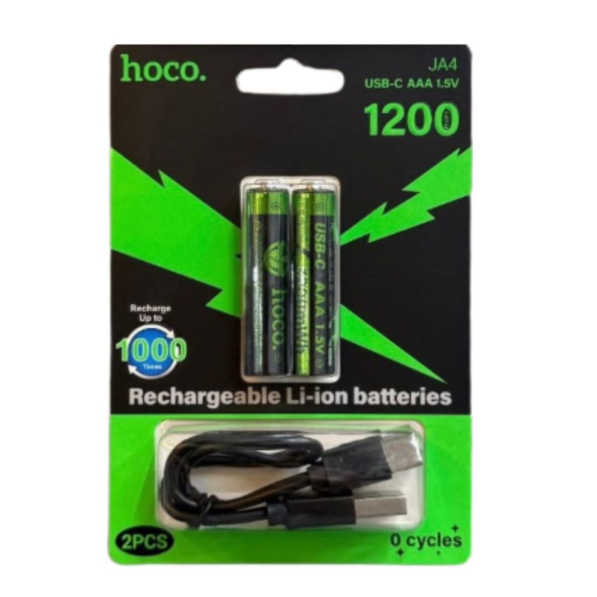 Hoco JA4 USB-C Επαναφορτιζόμενες Μπαταρίες AAA 1200mWh 1.5V 2τμχ