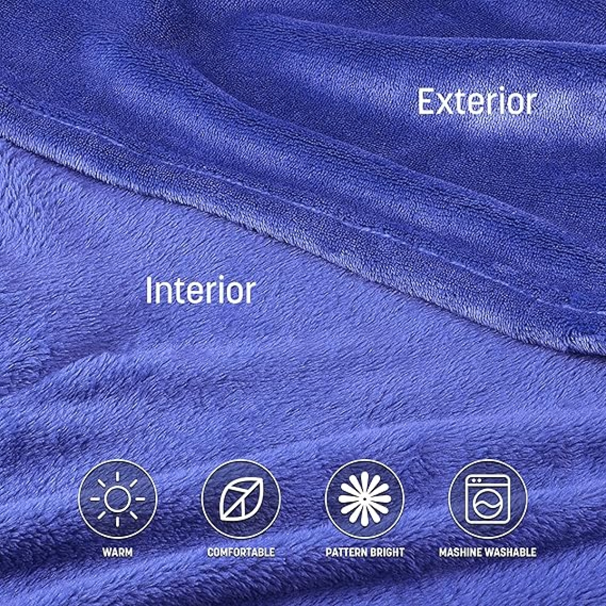Huggle Ολόσωμη Κουβέρτα Βελουτέ Fleece με Μανίκια και Κάλυψη Ποδιών - Μπλε - Image 6